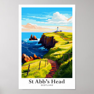 Poster Illustration de St Abb's Head Scotland Vintage voy