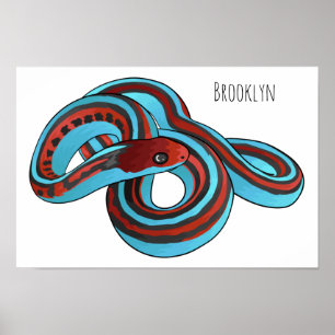 Poster illustration de style cartoon de serpent à collier