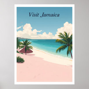 Poster Illustration de style de voyage vintage en Jamaïqu