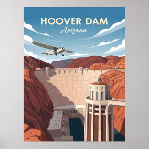 Poster Illustration de style vintage du barrage hoover