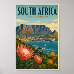 Poster Illustration de Table Mountain en Afrique du Sud p