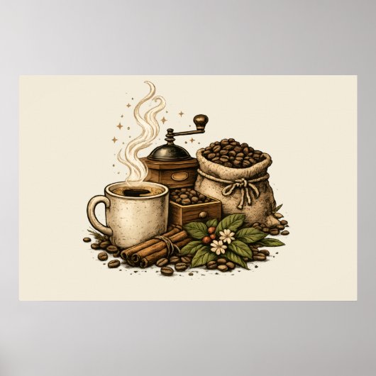 Poster Illustration de tasse à café vintage (Devant)