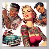 Poster Illustration de tatouage vintage old school (Devant)