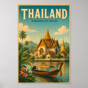 Poster Illustration de temple en Thaïlande Art de voyage