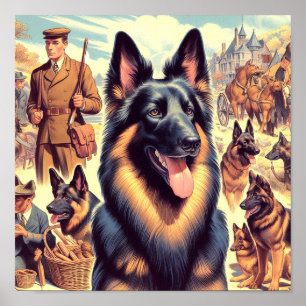 Poster Illustration de Tervuren en Belgique vintage