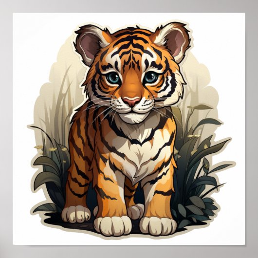 Poster Illustration de tigre de dessin (Devant)
