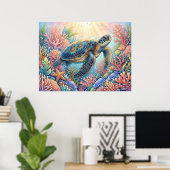 Poster Illustration de tortue (Bureau à domicile)