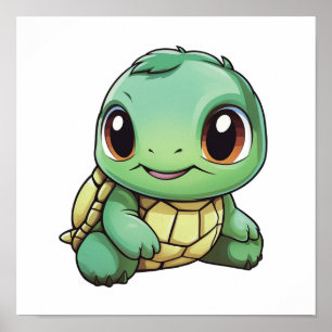 Poster Illustration de tortue caricaturale