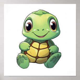 Poster Illustration de tortue caricaturale