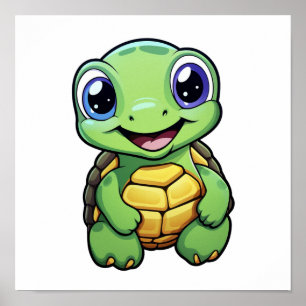 Poster Illustration de tortue caricaturale