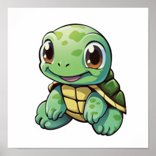 Poster Illustration de tortue caricaturale