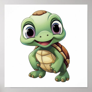 Poster Illustration de tortue caricaturale