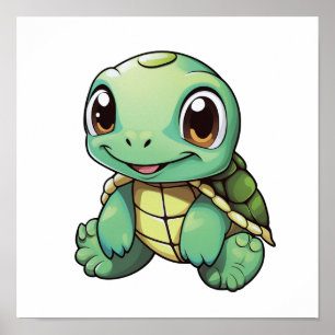 Poster Illustration de tortue caricaturale