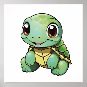 Poster Illustration de tortue caricaturale