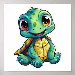 Poster Illustration de tortue caricaturale