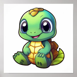 Poster Illustration de tortue caricaturale