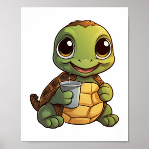 Poster Illustration de tortue caricaturale