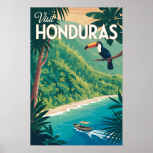 Poster Illustration de Toucan du Honduras Art de Voyage V