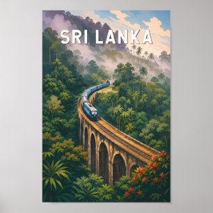 Poster Illustration de train vintage Sri Lanka Art de voy