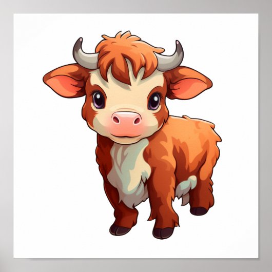 Poster Illustration de vache de dessin animé (Devant)