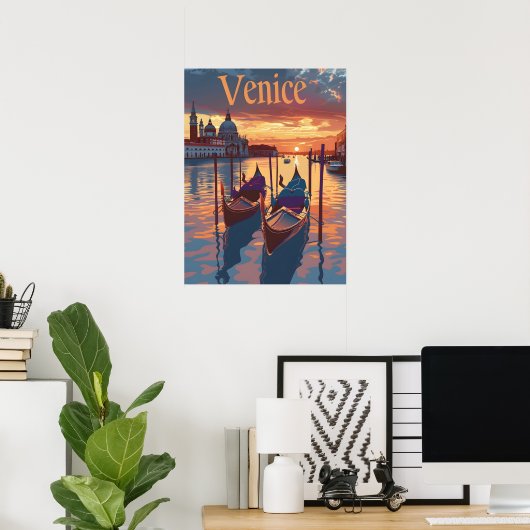 Poster Illustration de Venise (Bureau à domicile)