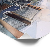 Poster Illustration de Village dans la nuit de neige (Coin)