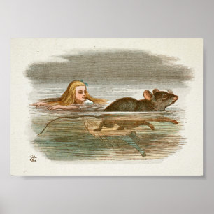 Poster Illustration de vintage Alice au pays des merveill
