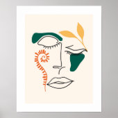 Poster Illustration de visage abstrait BOHO chic minimali (Devant)