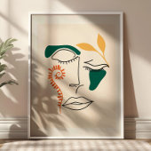 Poster Illustration de visage abstrait BOHO chic minimali