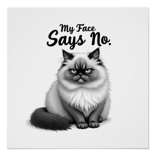 Poster Illustration de visage de chat drôle – Art de chat (Devant)