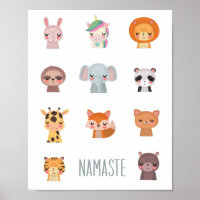Illustration de visages d'animaux Kawaii Yoga Zen 