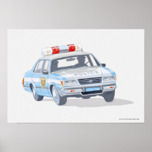 Poster Illustration de voiture de police avec deux