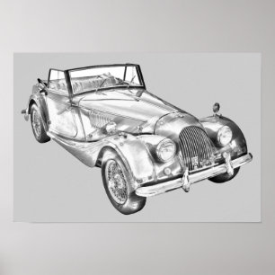 Poster Illustration de voiture de sport Morgan Plus 4 196