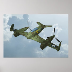 Poster Illustration de Vol de Warbird Militaire d'Art d'A