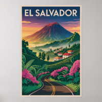 Illustration de volcan d'El Salvador Art de voyage