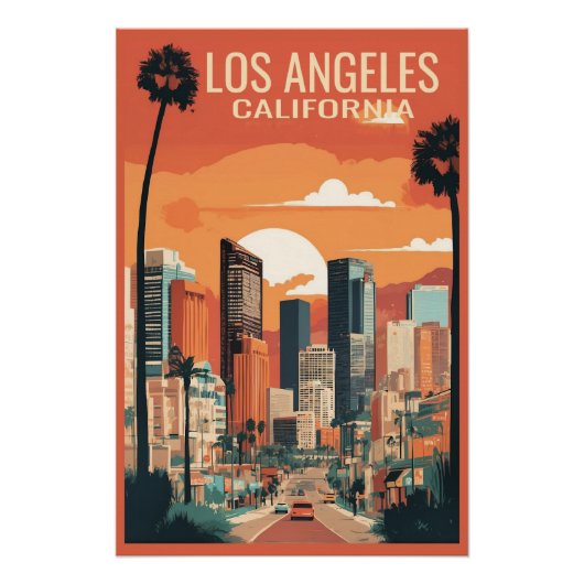 Poster illustration de voyage à Los Angeles, (Devant)