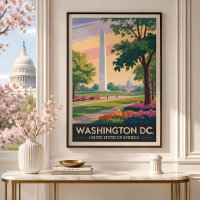Illustration de voyage à Washington DC style vinta