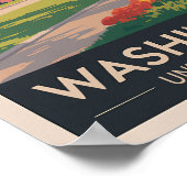 Poster Illustration de voyage à Washington DC style vinta (Coin)