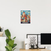 Poster Illustration de voyage Art tchèque Prague (Bureau à domicile)