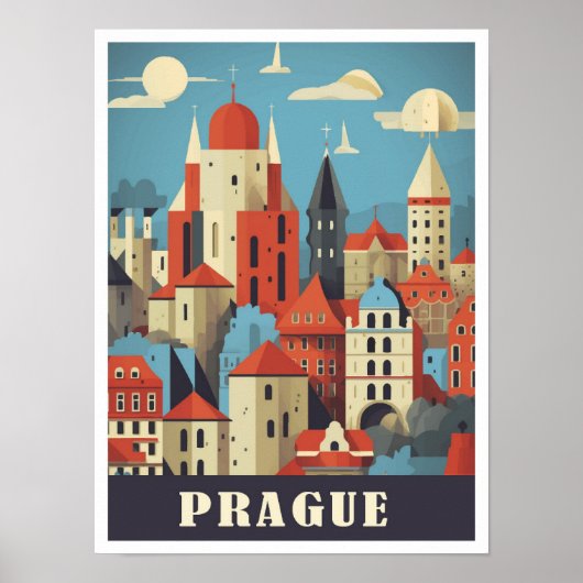 Poster Illustration de voyage Art tchèque Prague (Devant)