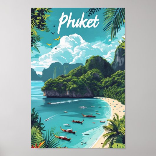 Poster Illustration de voyage artistique de Phuket Thaïla (Devant)