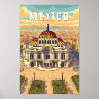 Illustration de voyage artistique vintage du Mexiq