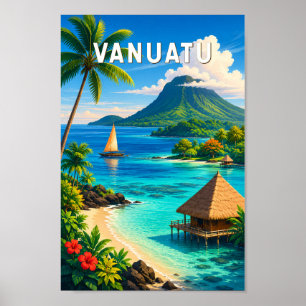 Poster Illustration de voyage artistique vintage du Vanua
