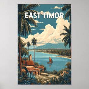 Poster Illustration de voyage au Timor oriental vintage