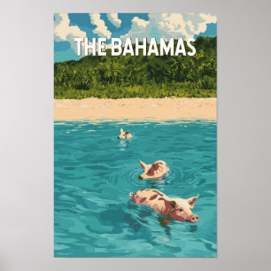 Poster Illustration de voyage aux Bahamas Art vintage