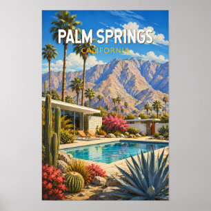 Poster Illustration de voyage d'art à Palm Springs Califo