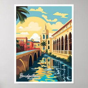 Poster Illustration de voyage d'art de Bridgetown Barbade