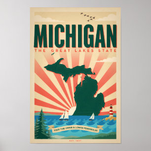 Poster Illustration de voyage d'art vintage de l'État du