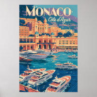 Illustration de voyage d'art vintage de Monaco Cot