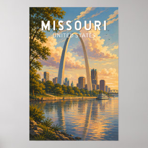 Poster Illustration de voyage d'art vintage du Missouri